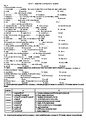 Bài tập Tiếng Anh Khối 9 - Unit 7 Recipes and eating habits